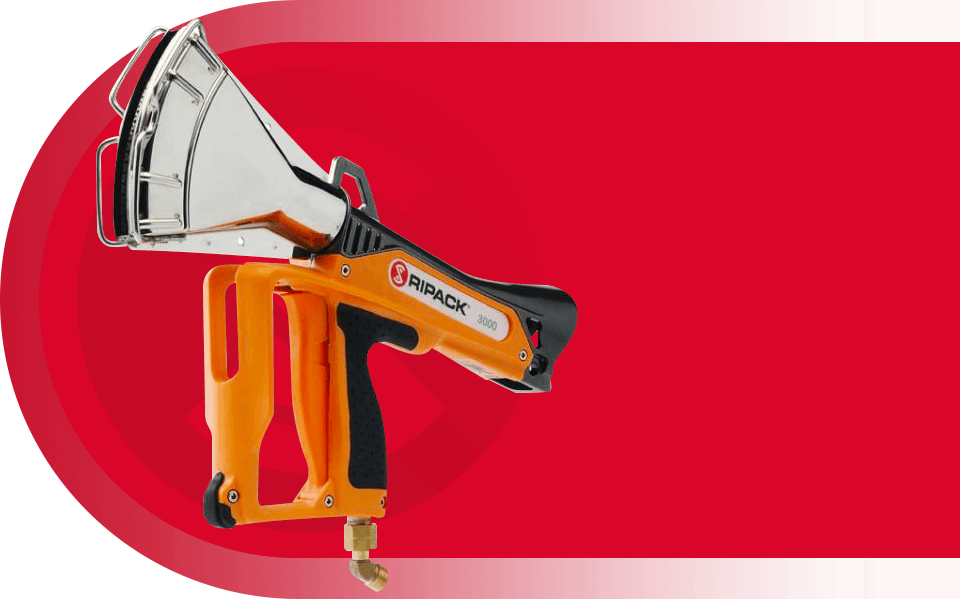 Un pistolet Ripack 3000 en action sur un emballage de marchandise